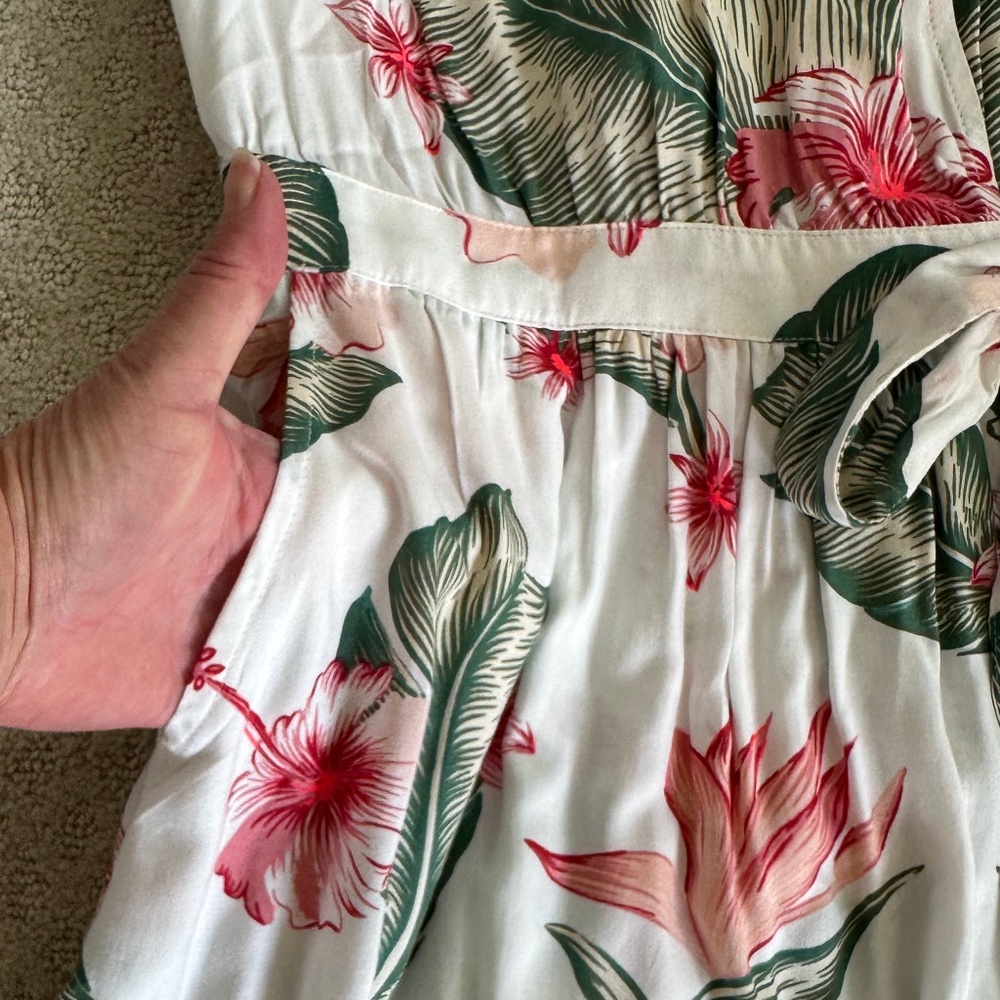 ROXY Taste of Tomorrow Long Sleeve Floral Maxi Wrap Dress Small Tropical Casual - Picture 7 of 16